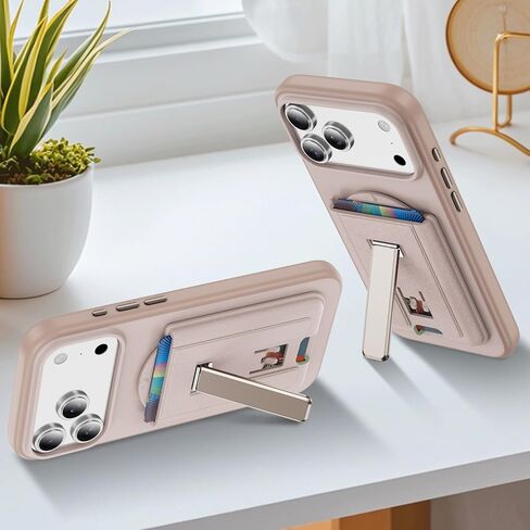 لمحفظة MagSafe مع حامل، محفظة هاتف مغناطيسية [حامل 4 بطاقات] [حجب RFID]، حامل بطاقة ائتمان للهاتف الخلوي لهاتف iPhone 17/16/15/14/13/12 - ذهبي صحراوي in Kuwait