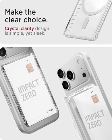 Miimall Magnetic Wallet for iPhone 17/16/15/14 Series, [2-Card] Mag Safe Card Holder Secure Flip Cover, Minimalist Hard PC Durable Pixelsnap Magnet Phone Wallet for Pixel 10 Pro/XL/Fold Crystal Clear in Saudi Arabia