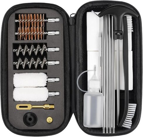 CVLIFE 12 Gauge Gun Cleaning Kit، مجموعة تنظيف البندقية الكاملة مع قضيب التنظيف؛ تشتمل مستلزمات تنظيف الأسلحة على ملحقات تنظيف مزدوجة قابلة للاستهلاك، وفرش، وطرف مشقوق، وأداة تنظيف ورقعة in Kuwait