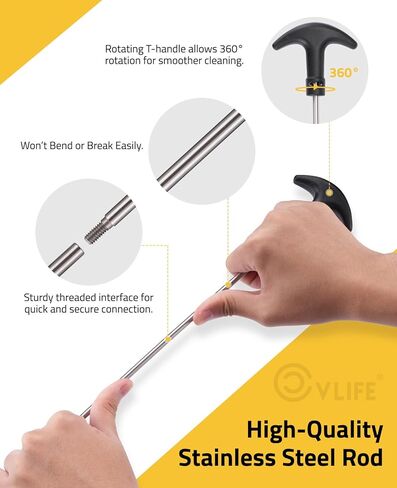 CVLIFE 12 Gauge Gun Cleaning Kit، مجموعة تنظيف البندقية الكاملة مع قضيب التنظيف؛ تشتمل مستلزمات تنظيف الأسلحة على ملحقات تنظيف مزدوجة قابلة للاستهلاك، وفرش، وطرف مشقوق، وأداة تنظيف ورقعة in Kuwait
