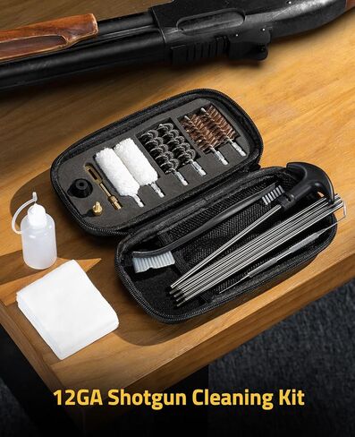 CVLIFE 12 Gauge Gun Cleaning Kit، مجموعة تنظيف البندقية الكاملة مع قضيب التنظيف؛ تشتمل مستلزمات تنظيف الأسلحة على ملحقات تنظيف مزدوجة قابلة للاستهلاك، وفرش، وطرف مشقوق، وأداة تنظيف ورقعة in Kuwait