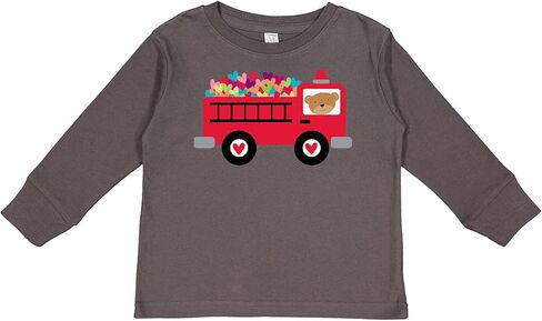 inktastic Valentine Fire Truck Heart Bear Toddler Long Sleeve T-Shirt in Saudi Arabia