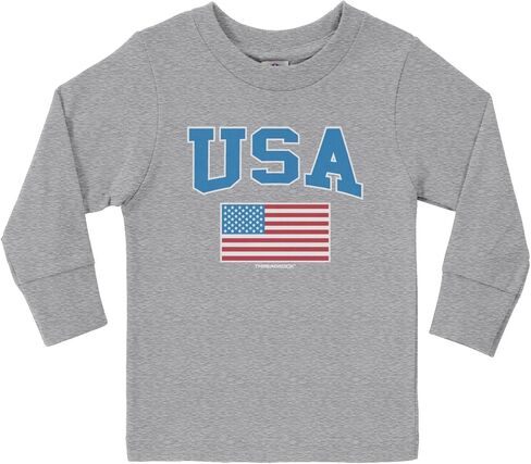 Threadrock Little Boys' USA Text and American Flag Toddler L/S T-Shirt in Saudi Arabia
