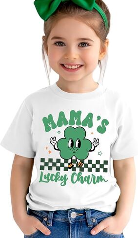 Toddler Baby Mama's Lucky Charm T-Shirt St Patrick's Day Clover Graphic Shirts Casual Short Sleeve Clothes in Kuwait