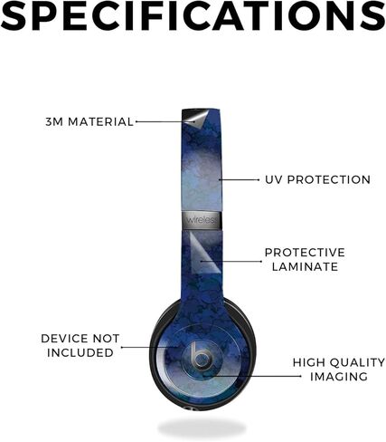 غلاف متوافق مع Beats Solo 4 - Blue Ice - غطاء لاصق واقٍ من الفينيل الفاخر 3M - سهل الاستخدام | صُنع في الولايات المتحدة الأمريكية بواسطة MightySkins in Kuwait