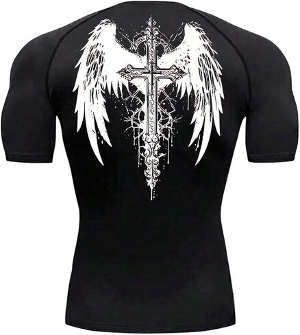 SOLY HUX Workout Compression Shirts for Men Gothic Graphic Tees Short Sleeve Athletic T Shirt Running Gym Tops in Saudi Arabia