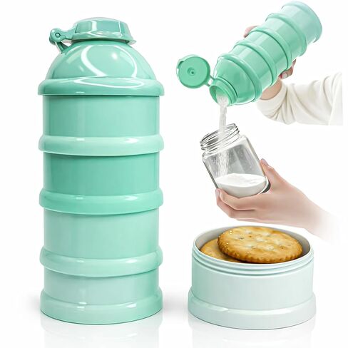 Mommy's Helper Baby Formula Dispenser On The Go, Stackable Travel Formula Container To Go, Non-Spill Pour Spout, 4-Compartment Powder Storage (Tidal Teal) in Saudi Arabia