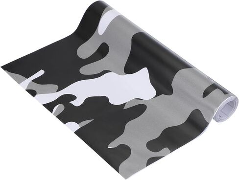 PATIKIL Camo Roll 8" x5ft, Digital Camo Vinyl Wraps Self Adhesive Camouflage Pattern Car Sticker for Covering Bows, Cameras, and Other Hunting Accessories, Black/White in Saudi Arabia