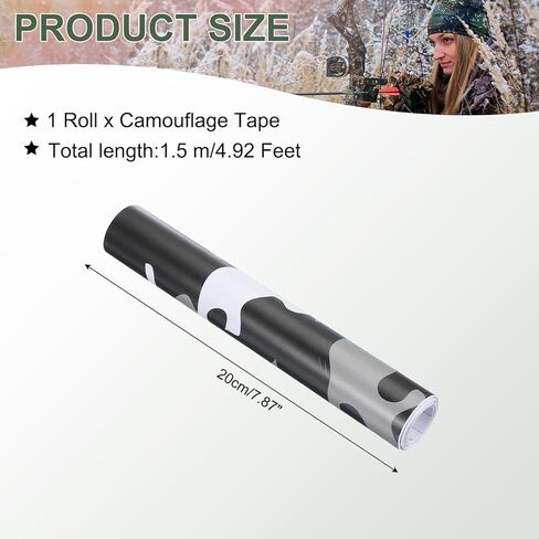 PATIKIL Camo Roll 8" x5ft, Digital Camo Vinyl Wraps Self Adhesive Camouflage Pattern Car Sticker for Covering Bows, Cameras, and Other Hunting Accessories, Black/White in Saudi Arabia