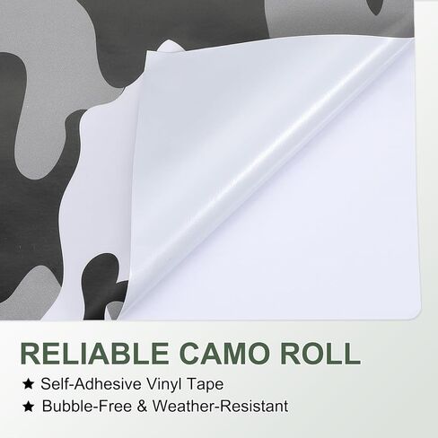 PATIKIL Camo Roll 8" x5ft, Digital Camo Vinyl Wraps Self Adhesive Camouflage Pattern Car Sticker for Covering Bows, Cameras, and Other Hunting Accessories, Black/White in Saudi Arabia