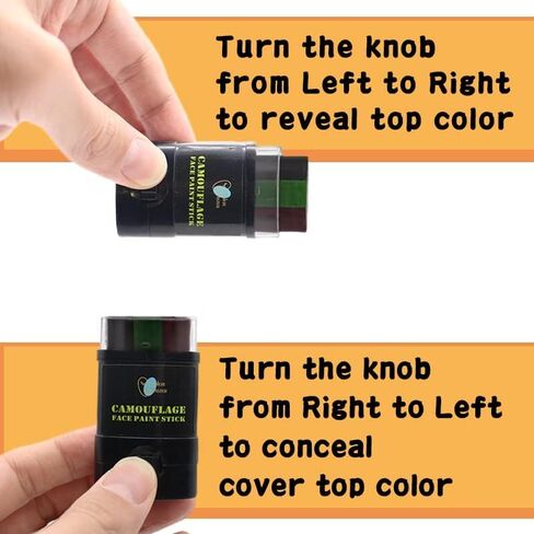 عصا طلاء الوجه المموهة 3 ألوان | طلاء وجه الصيد متعدد الألوان للتمويه وكرات الطلاء واستخدام Airsoft (CAMO) in Kuwait