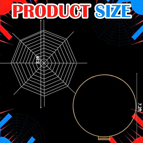 Kathfly Spider Theme ديكورات الحفلات، 7.2 قدم قوس دائري معدني 8.2 قدم كبير شبكة عنكبوت وهمية داخلية وخارجية من أجل DIY طقم قوس بالون خلفية منزل مسكون حفلة عيد ميلاد صور دعامة لوازم in Saudi Arabia