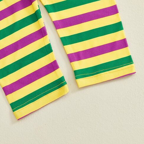 GOOCHEER Toddler Baby Girl Mardi Gras Outfit Long Sleeve Shirt Tunic Dress Top and Striped Pants Leggings Set in Saudi Arabia