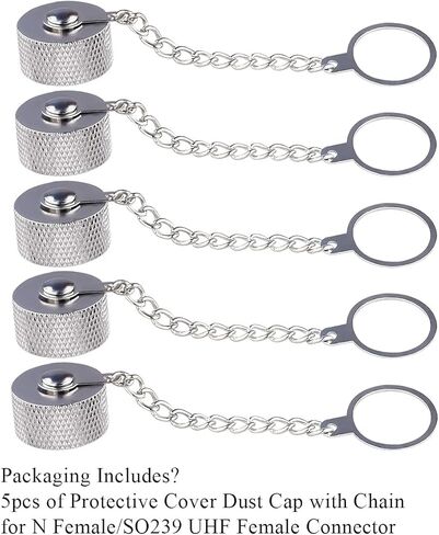 TUOLNK 5pcs Waterproof Protective Cover Dust Cap with Chain for N Female/SO239 UHF Female Connector N Female Adapter Walkie Talkie Accessories RF Connector in Saudi Arabia