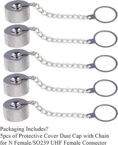TUOLNK 5pcs Waterproof Protective Cover Dust Cap with Chain for N Female/SO239 UHF Female Connector N Female Adapter Walkie Talkie Accessories RF Connector in Saudi Arabia