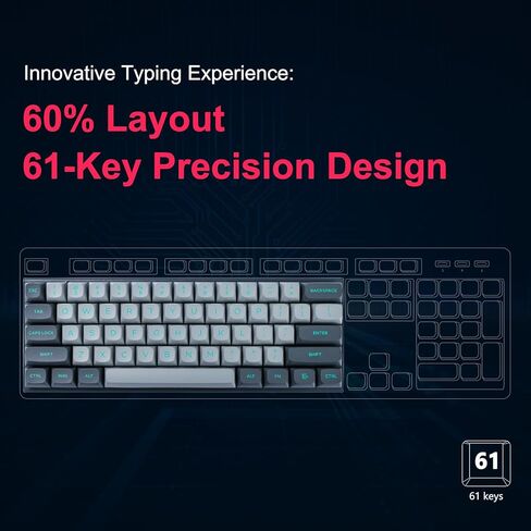 E-YOOSO Hz-61 60% RGB Mechanical Gaming Keyboard Wired, Magnetic Switch, PBT Keycaps, Hot Swappable Mechanical Keyboard Compact Desigh for PC/Mac in Saudi Arabia