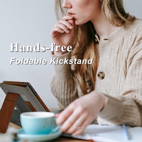 Stand Case for 7" Kobo Libra Colour (2024) / Kobo Libra 2 (2021) eReader,Durable PU Leather Cover with Auto Sleep Wake, Card Slot, Hand Strap Feature,Compatible with Model N428 & N418,Brown in Saudi Arabia