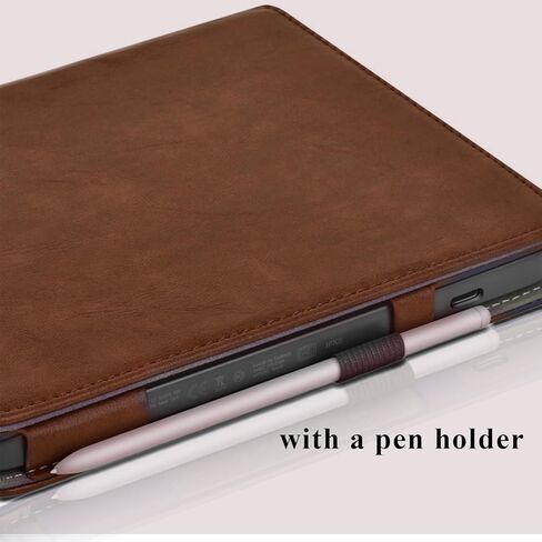 Stand Case for 7" Kobo Libra Colour (2024) / Kobo Libra 2 (2021) eReader,Durable PU Leather Cover with Auto Sleep Wake, Card Slot, Hand Strap Feature,Compatible with Model N428 & N418,Brown in Saudi Arabia