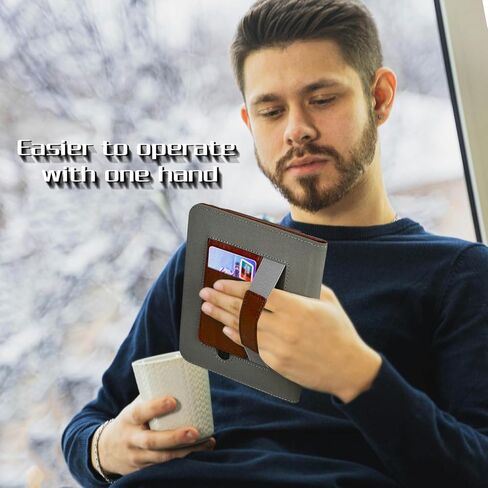 Stand Case for 7" Kobo Libra Colour (2024) / Kobo Libra 2 (2021) eReader,Durable PU Leather Cover with Auto Sleep Wake, Card Slot, Hand Strap Feature,Compatible with Model N428 & N418,Brown in Saudi Arabia