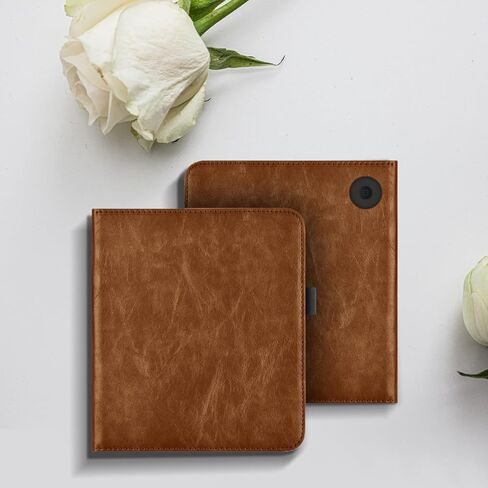 Stand Case for 7" Kobo Libra Colour (2024) / Kobo Libra 2 (2021) eReader,Durable PU Leather Cover with Auto Sleep Wake, Card Slot, Hand Strap Feature,Compatible with Model N428 & N418,Brown in Saudi Arabia