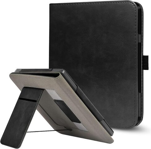 Stand Case for 7" Kobo Libra Colour (2024) / Kobo Libra 2 (2021) eReader,Durable PU Leather Cover with Auto Sleep Wake, Card Slot, Hand Strap Feature,Compatible with Model N428 & N418,Brown in Saudi Arabia