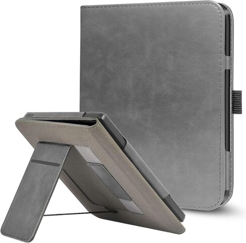 Stand Case for 7" Kobo Libra Colour (2024) / Kobo Libra 2 (2021) eReader,Durable PU Leather Cover with Auto Sleep Wake, Card Slot, Hand Strap Feature,Compatible with Model N428 & N418,Brown in Saudi Arabia