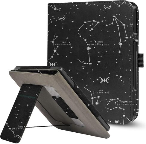 Stand Case for 7" Kobo Libra Colour (2024) / Kobo Libra 2 (2021) eReader,Durable PU Leather Cover with Auto Sleep Wake, Card Slot, Hand Strap Feature,Compatible with Model N428 & N418,Brown in Saudi Arabia