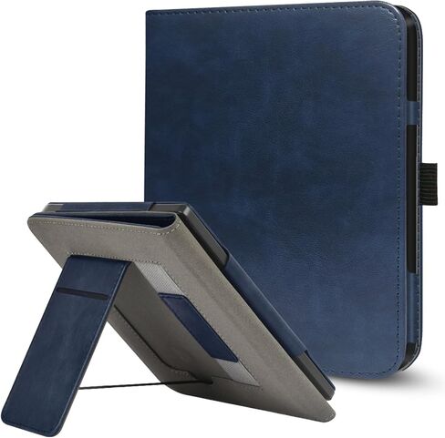 Stand Case for 7" Kobo Libra Colour (2024) / Kobo Libra 2 (2021) eReader,Durable PU Leather Cover with Auto Sleep Wake, Card Slot, Hand Strap Feature,Compatible with Model N428 & N418,Brown in Saudi Arabia