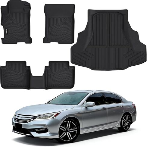 متوافق مع سجادات أرضية Honda Civic 2006-2011 (سيدان) وبطانة الحمولة، حماية من جميع الأحوال الجوية، مقاومة للماء، سجادات أرضية TPE مضادة للانزلاق مناسبة لملحقات Honda Civic 2006 2007 2008 2009 2010 2011 in Kuwait