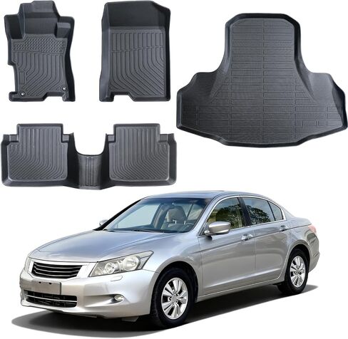 متوافق مع سجادات أرضية Honda Civic 2006-2011 (سيدان) وبطانة الحمولة، حماية من جميع الأحوال الجوية، مقاومة للماء، سجادات أرضية TPE مضادة للانزلاق مناسبة لملحقات Honda Civic 2006 2007 2008 2009 2010 2011 in Kuwait