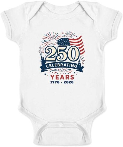 Pop Threads USA Semiquincentennial A250 Fireworks Celebrating Infant Baby Boy Girl Bodysuit in Saudi Arabia