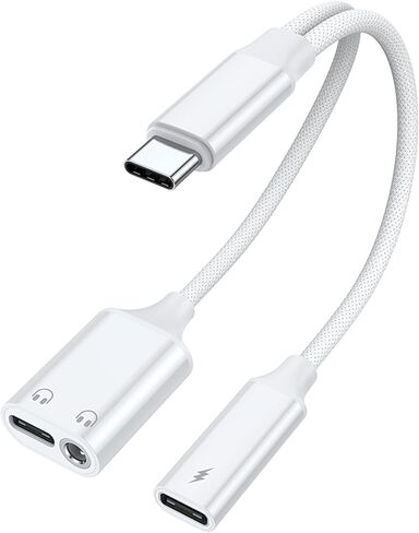 موزع AreMe USB C 1 في 3 مخرج، محول سماعة رأس وشاحن USB C إلى 3.5 مم، كابل دونجل جاك سماعة رأس مزدوج من النوع C مع شحن سريع PD 60 وات in Saudi Arabia