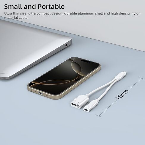موزع AreMe USB C 1 في 3 مخرج، محول سماعة رأس وشاحن USB C إلى 3.5 مم، كابل دونجل جاك سماعة رأس مزدوج من النوع C مع شحن سريع PD 60 وات in Saudi Arabia