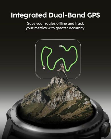 ساعة ذكية Cubitt Terra Rugged مع نظام تحديد المواقع العالمي (GPS) ثنائي النطاق، وشاشة AMOLED مقاس 1.48 بوصة، وخرائط غير متصلة بالإنترنت، وVITA AI، ومدرب الذكاء الاصطناعي، ودرجة الاستعداد، و5ATM، وبطارية تدوم 14 يومًا - أسود سبج in Kuwait