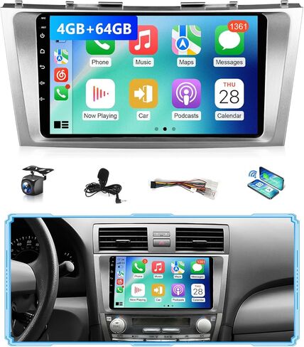 ستيريو سيارة أندرويد 8 كور لسيارة تويوتا كامري 2006 إلى 2011 لاسلكي Apple CarPlay Android Auto، شاشة لمس IPS (9IN، 8CORE، 4G+64G، No J-B-L) in Kuwait