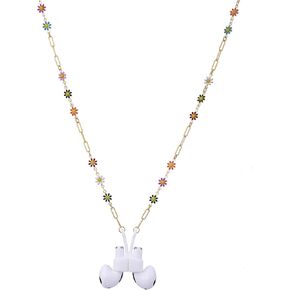 EGEN قلادة ملونة على شكل زهرة مضادة للفقد سلسلة من النحاس الذهبي ملحقات مع غطاء سيليكون مغناطيسي حامل حزام الحبل لـ Airpods Pro 3 2 1 in Kuwait