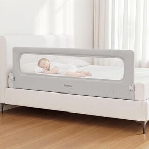 Folding Bed Rail for Toddlers, Baby Bed Rail Guard with Reinforced Anchor Safety System, Toddler Bed Rails for King Size Beds, Twin, Full, Queen (Khaki, 59" L x 21.6" H) in Saudi Arabia