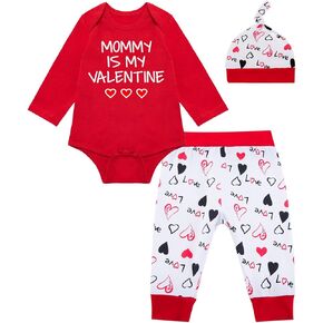 طقم ملابس للأطفال الأولاد والبنات Mommy Is My Valentine بأكمام طويلة على شكل قلب in Kuwait