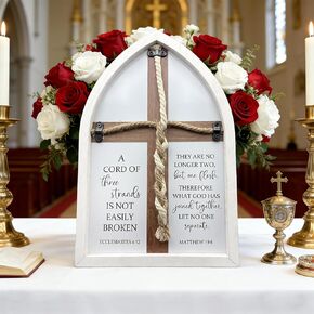 A Cord of Three Strands Wedding Sign Tie God's Knot Three Strands Braid Wall Decor Cross to Braid for Wedding Ceremony Ideas Gift for Couple Christians Symbolic of Unity 15"X10"(Brown) in Saudi Arabia