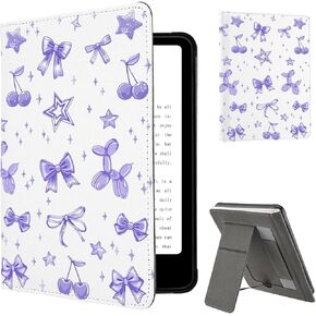 Cute Girly Guava Musical Note Stand Case for 7" Kindle Paperwhite 12th Gen 2024&Kindle Colorsoft with Hand Strip,Slim Leather Magnetic Back Cover with Auto-Wake/Sleep in Kuwait