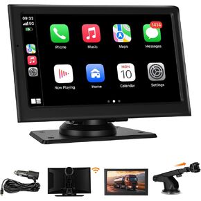 شاشة CarPlay لاسلكية مقاس 7 بوصات للسيارة، Apple Car Play المحمولة وAndroid Auto، شاشة لمس ستيريو عالية الدقة للسيارة، 5.8G WiFi، التحكم الصوتي، نظام تحديد المواقع العالمي (GPS)، رابط Siri & Mirror، لجميع المركبات in Kuwait