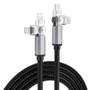 كابل USB-C إلى Lightning 90 درجة بطول 6.6 أقدام - موصل دوار مزدوج 180 درجة، شحن سريع 3A ومزامنة بيانات 480 ميجابت في الثانية، شاحن iPhone معتمد من MFi لـ CarPlay، iPhone 14/13/12/11/X، iPad، AirPods in Kuwait