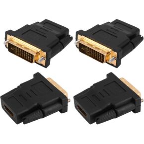 4pcs Bi Directional DVI-I Adapter, DVI-D Male to Female Bidirectional Gold Plated Adaptor Support 4K 60HZ Port Converter for Displayport Monitor Computer Projector TV in Saudi Arabia