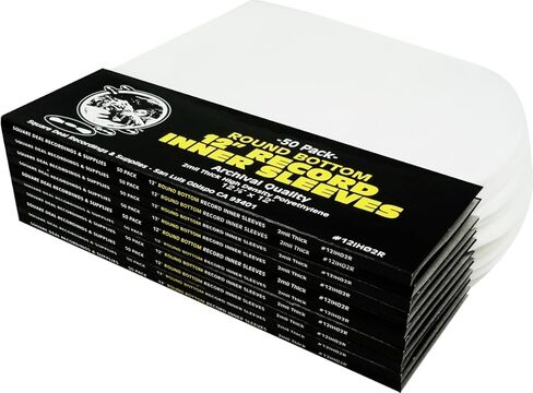 (500) 12" Round Bottom Record Inner Sleeves - 2 Mil Thick - Archival Quality, Anti-Static HDPE #12IH02R in Saudi Arabia