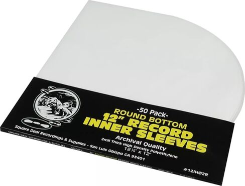 (500) 12" Round Bottom Record Inner Sleeves - 2 Mil Thick - Archival Quality, Anti-Static HDPE #12IH02R in Saudi Arabia