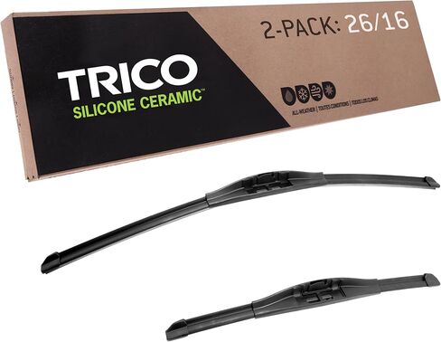 TRICO Signal Premium سيليكون 26 بوصة + 16 بوصة استبدال السيارات شفرات مساحات الزجاج الأمامي مع مؤشر الأداء التنبؤي الحصري وعمر أطول 3X لنماذج المركبات المختارة، 2 حزمة in Saudi Arabia