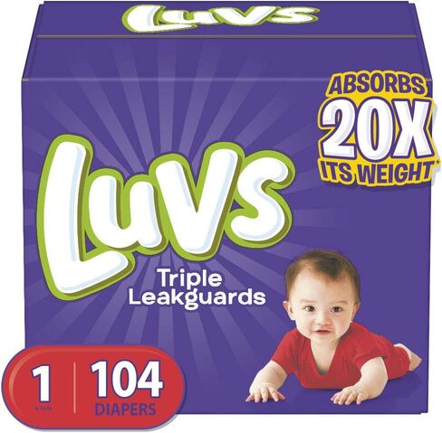 حفاضات Luvs Luvs ثلاثية مانعة للتسرب، مقاس 1، 104 قطعة، 104 قطعة in Kuwait