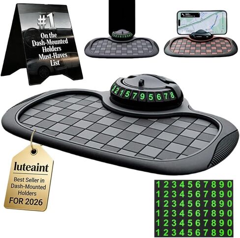 Multifunction Anti Slip Phone Mat for Car Multi Functional Dashboard Antislip Holder 360 Rotating Universal Dash Multifunctional Cell Holders Telefono Organizer Automobile Accessories(Black) in Saudi Arabia