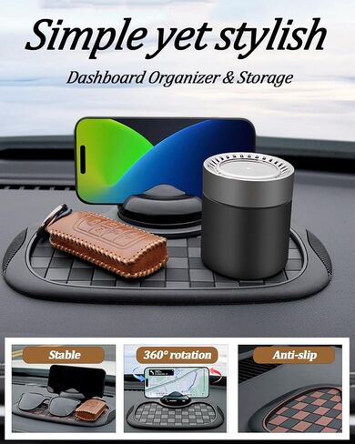 Multifunction Anti Slip Phone Mat for Car Multi Functional Dashboard Antislip Holder 360 Rotating Universal Dash Multifunctional Cell Holders Telefono Organizer Automobile Accessories(Black) in Saudi Arabia