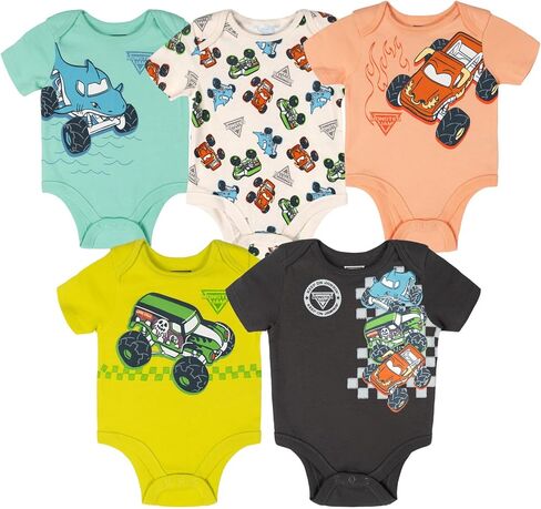 Monster Jam Baby 5 Pack Bodysuits Newborn to Infant Grave Digger El Toro Loco Megalodon in Saudi Arabia